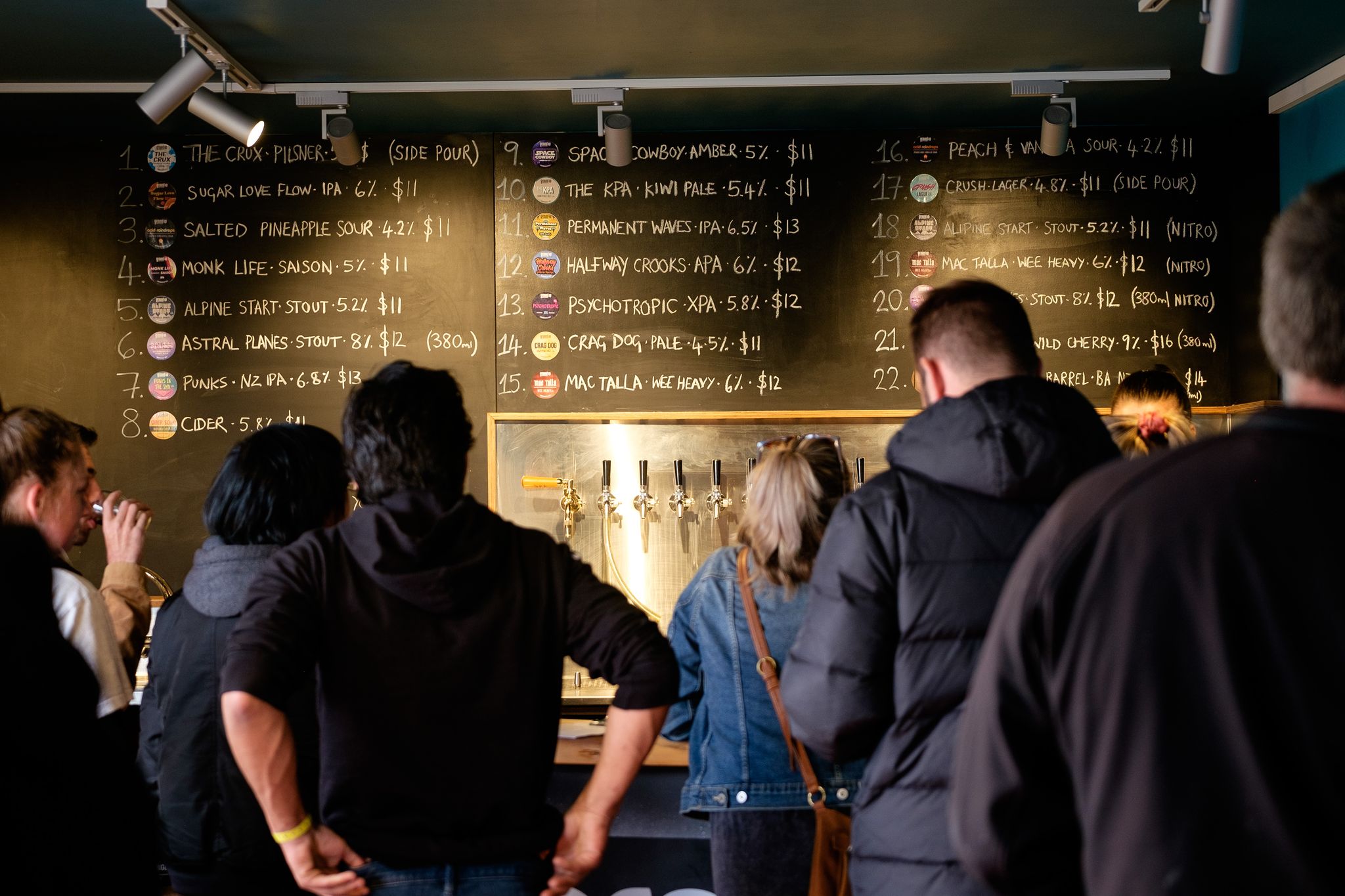 People standing in line at Ground Up - a Wanaka brewery