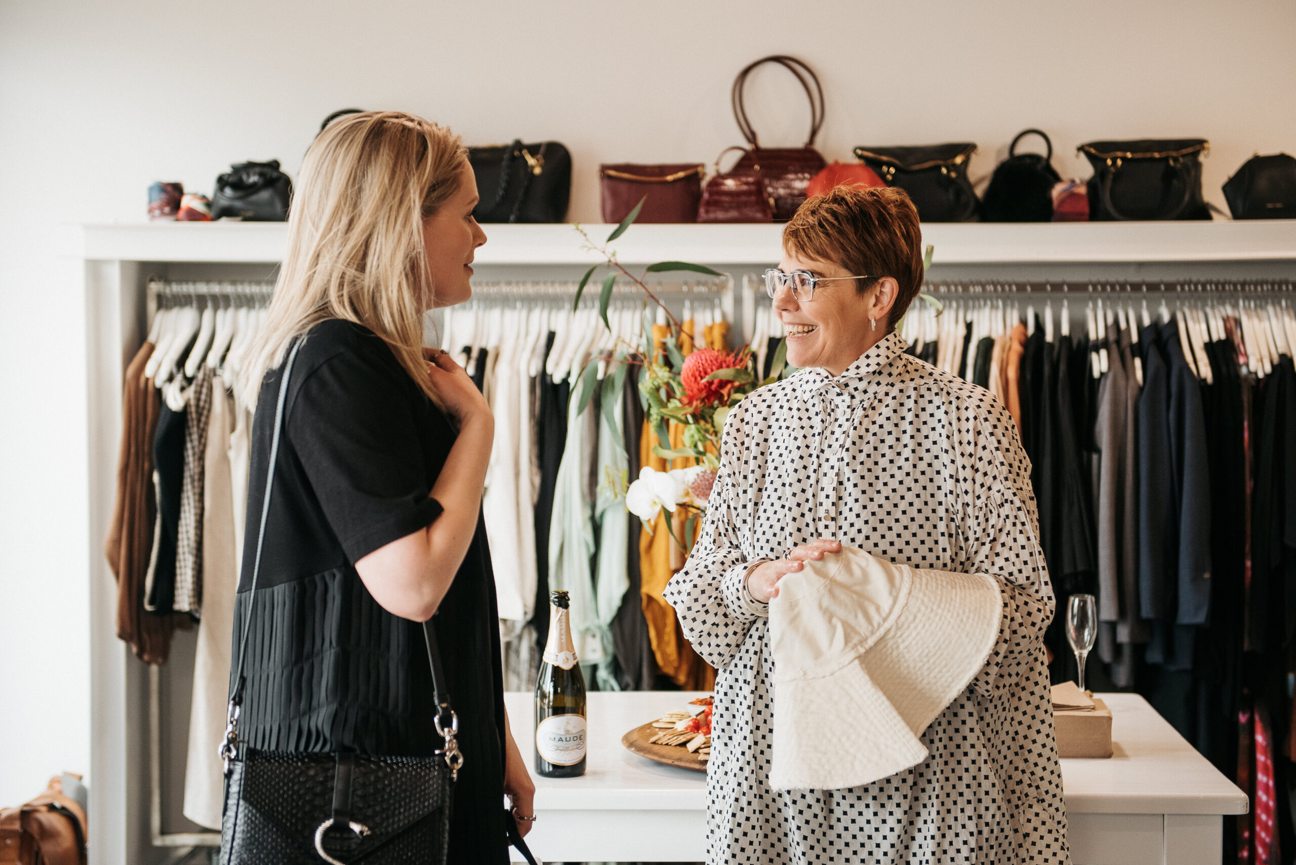 two people retail shopping in Wanaka